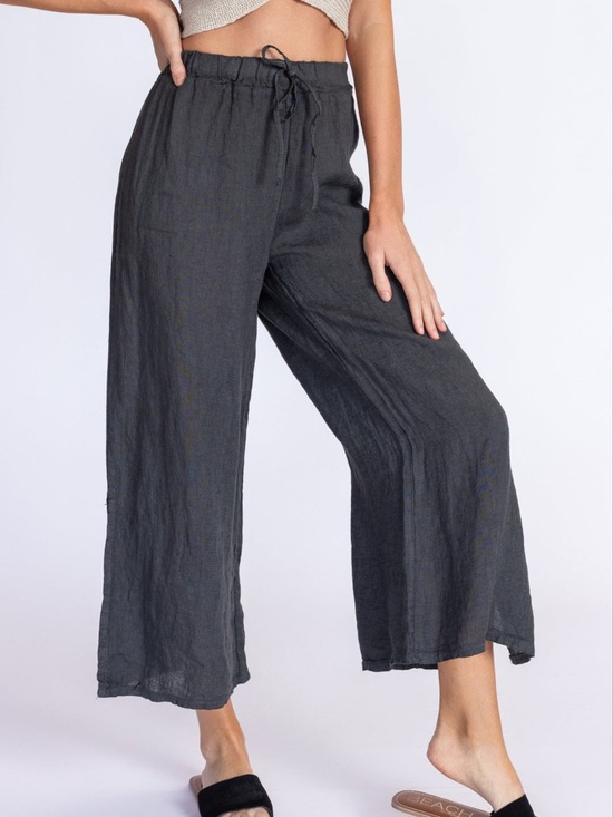 Cyrus Pants - Cyrus Wide Leg Lyocell Pants- Charcoal- Size Large